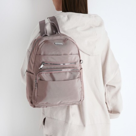 A backpack with a zipper, 5 outer pockets, pencil case, powder color-10