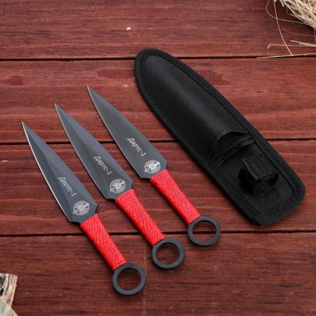 Set of throwing knives "darts -1" steel - 420, handle - winding cord, 3 pcs, 17 cm