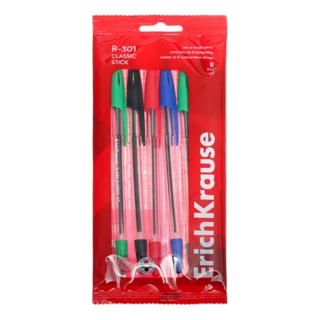 Set of ballpoint pens 8 pcs, Erichkrause, R-301 Stick Classic Node 1.0 mm, mix-1