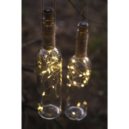 Garland “thread” 2 m dew with a cork, IP44, silver thread, 20 LED, glow warm white, solar battery-8