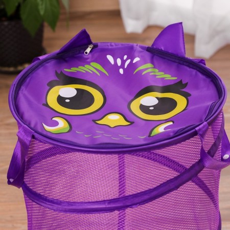 A basket for toys "owl", with handles and lid, 33 x 43 cm-4