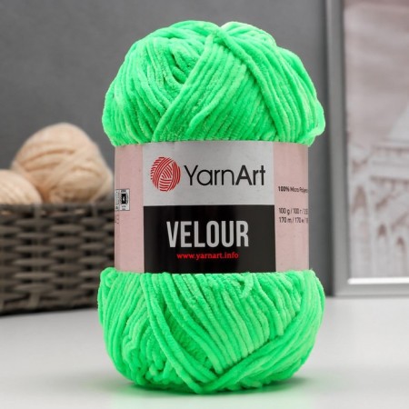 Yarn "Velour" 100% micropoliester 170m/100g (861 yards green)-3