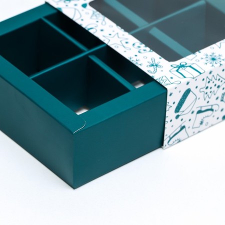 New Year. Box under 6 sweets "Winter Fun", 13.7 x 9.8 x 3.8 cm, confectionery packaging-2