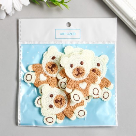 Decor for creativity Textile embroidery "Bear with a heart" 5.8x4.6 cm-2