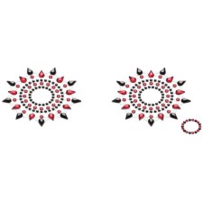 Set of stickers black + red Breast & Pubic Jewelry Crystal Staker, 2 pcs.