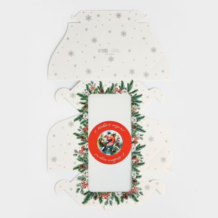 Bearbox under the Bento-Port with the Window "New Year's Botanika", 14 x 14 x 8 cm, New Year-4