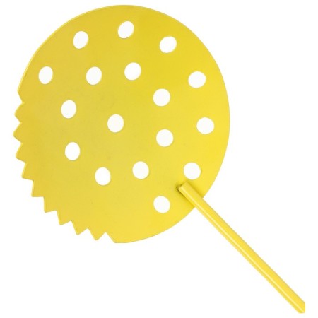 Ice scoop with a wooden handle, painted, yellow color-2