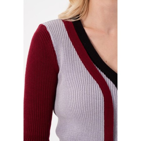 Female jumper, size 42, black color, burgundy-9