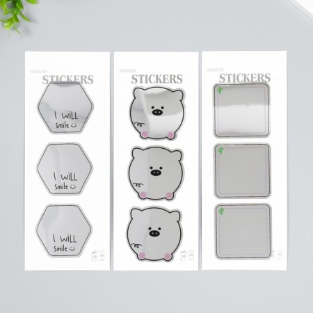 Sticker plastic mirror "animals" mix 8.5x21 cm-1
