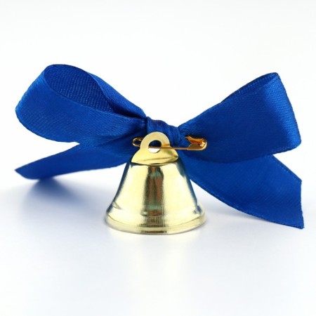 A bell on a pin with a bow for graduation, blue, d = 2.6 cm-1