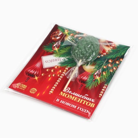 New Year! Lollice on a stick, on the postcard of "magic moments", taste apple, 24 g-5