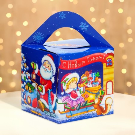 New Year. Gift box New Year's cube of a large "Vyseroy" 12 x 12 x 12 cm.