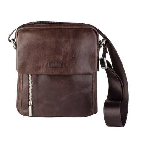 Male bag, lightning department, 2 outer pockets, adjustable belt, brown color