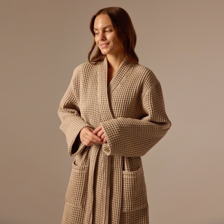 WAFEL Women's bathrobe SL Home: Waffle "Sabbia", size XL, 100% cotton, 320 g/m2-1