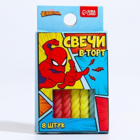 Set of candles for the cake "Happy Birthday", 8 pieces, spider-man-3