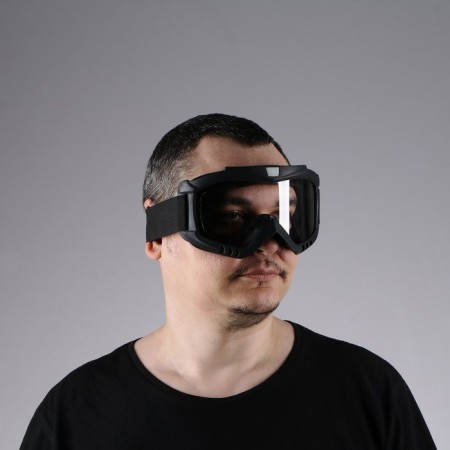 Mask glasses for motor vehicles, collapsible, transparent visor, black color-9