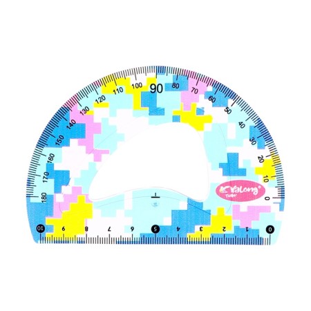 Set of geometric plastic (ruler 20cm+2 squares+transporter) pixels-1