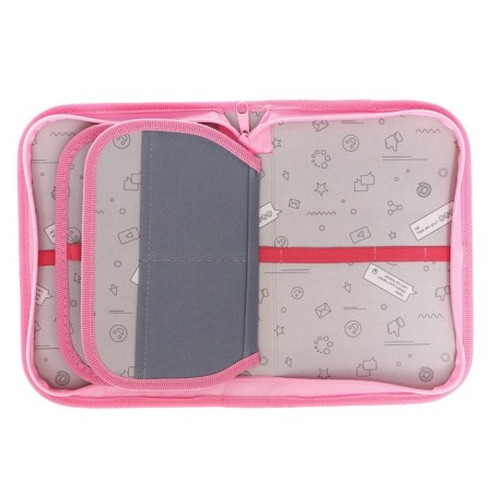 Penal 3 sections, tab inside, 140 x 210 x 40 mm, fabric, calligrata top block "flamingos"-6