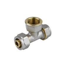 Тройник Aquasfera 7013-05, обжимной, 32 мм x 1" x 32 мм, внутренняя резьба, латунь