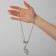 The pendant "Snake" Angel, white color in silver, l = 45 cm