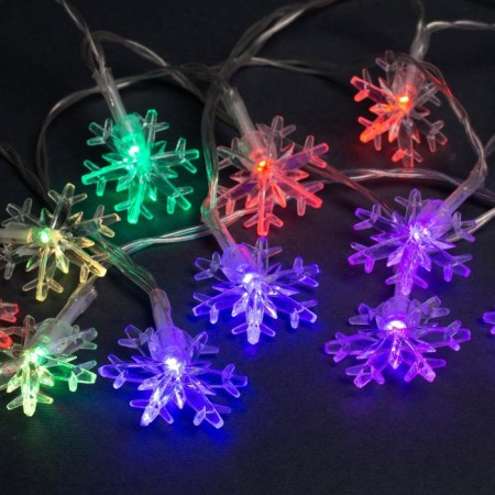 Garland "thread" 3 m with nozzles "Big Snowflakes", IP20, transparent thread, 20 LED, glow of multi, AAH3