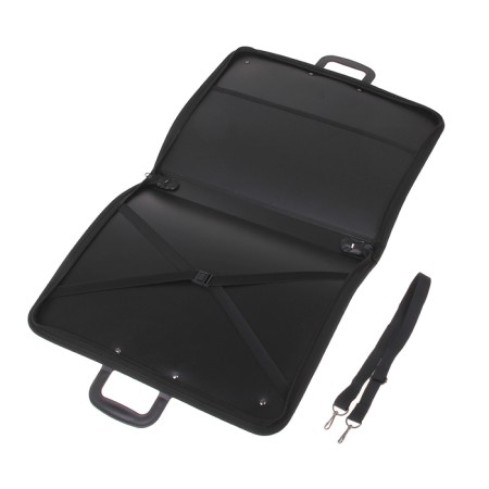 Portfolio with 2 departments A3, calligrata, plastic, with a pen, on a zipper, with a strap, for sketches, black-1