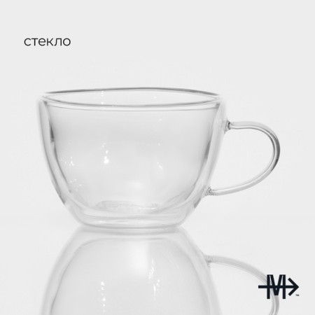 Glass mug with double walls Magistro "Duo", 190 ml-1