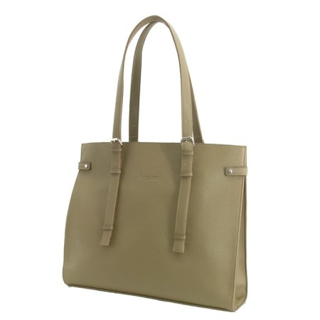 Bag women, genuine leather, green 33x12x40 cm