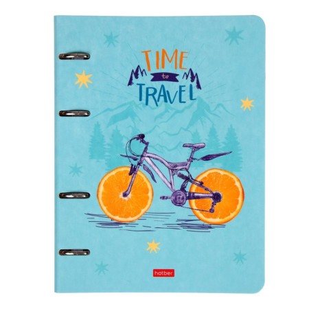 A notebook on 4 rings A5, 80 sheets in the Creator Cage, slim cardboard cover, glossy lamination, offset block