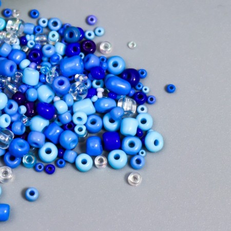 Glass beads 6/0-15/0 "Assorted blue" d = 1.5-4 mm, nr 10gr-1