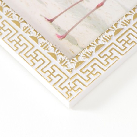 Photo frame plastic 13x18 cm "Greek patterns" gold on white 21.5x16.5 cm-2