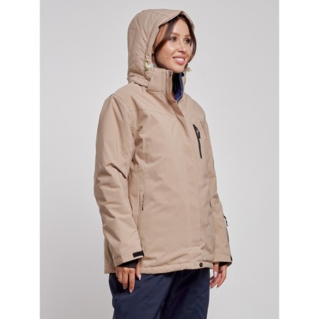 Ski jacket female winter, size 58, beige color-4