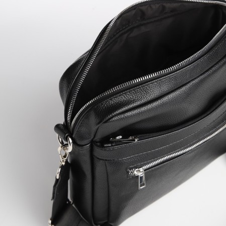 Male bag over the shoulder, Textura, artificial leather, black color-6