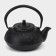 Cast iron kettle, 600 ml, with sieve, enameled coating inside, black color