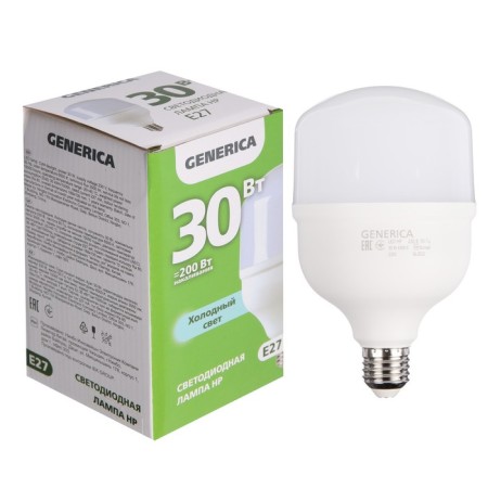 LED LED Generica HP, 30 W, 6500 K, E27, 230 V, LL-HP-30-230-65-E27-G