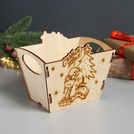 New Year's Basket-Shkatulka "Snake with a Christmas tree" 18x12x15 cm