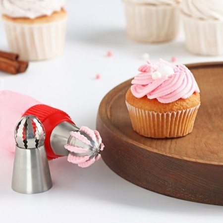 Confectionery nozzle “Sphere. Wave with a flower”, D = 3 cm, output 2.3 cm, stainless steel-1