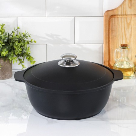 Frying "Tradition", 4 l, d = 28 cm, h = 11 cm, aluminum cover, anti -stick coating, black color