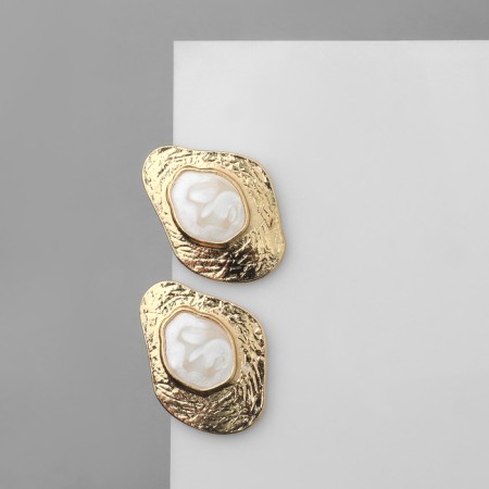 Earrings with pearls "abstraction" Bohemia, color gold-1
