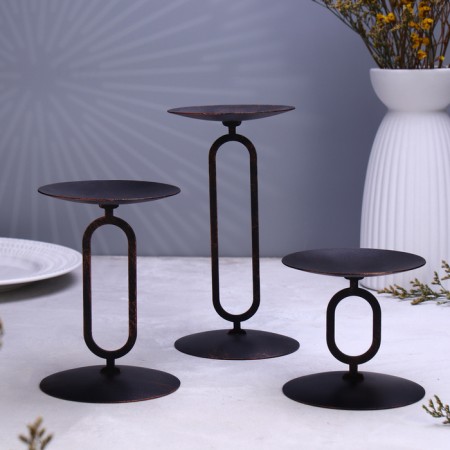 Set of candlesticks 10x20; 10x15; 10x10 cm, black-1