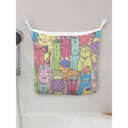 Organizer in a bath on suction cosepers "Koshachya Square", for storing toys and trifles, size 33x39 cm