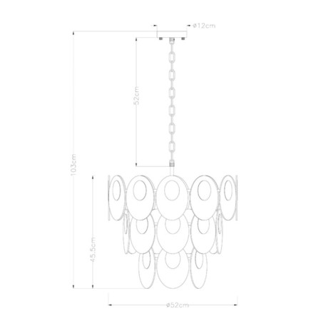 Suspended chandelier Arte Lamp Rosabella A4067LM-7CC, E14, 7x40 W, 52x52x46 cm, chrome-5