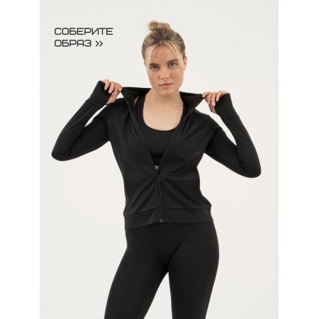 Longslit female Resport, on a zipper, p. 46, the color is black, basic, with a long sleeve-10