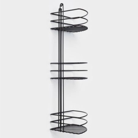 The bathroom shelf is an angular 3-long, 20 × 20 × 66 cm, black color-1