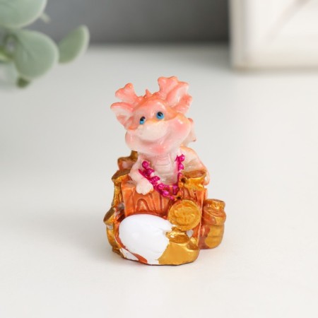 Souvenir Polystone "Golden Dragon with Coins" MIX 2.5x3x4 cm-2