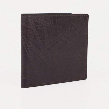 Male purse without fastening, department for bills, for cards, brown color-3