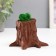 Concrete Kashpo "stump" 7.5x8.5x7 cm dark brown with moss (moss stabilized)