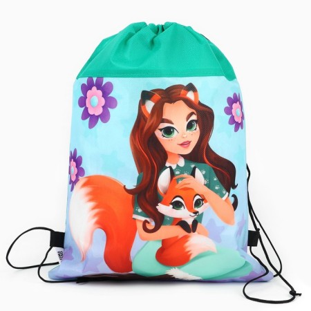 A bag for shoes "Girl with a fox" non -core canvas, size 30 x 40 cm-7