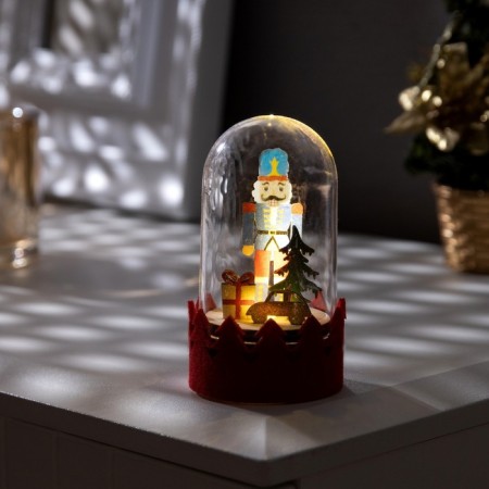 LED figure under the dome "Nutcracker" 6 × 9.5 × 6 cm, wood, batteries LR1130x3, glow warm white