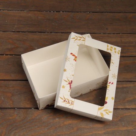 The box is folding, the lid is, with the window of "happy holidays" 24 x 17 x 8 cm-3